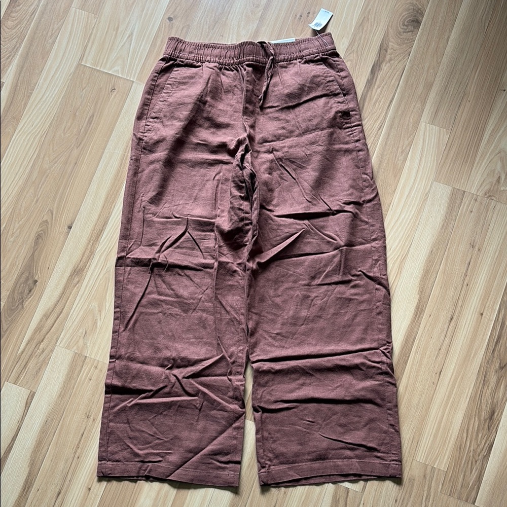 NWT Old Navy High-Rise Wide-Leg Linen Pants in Brown